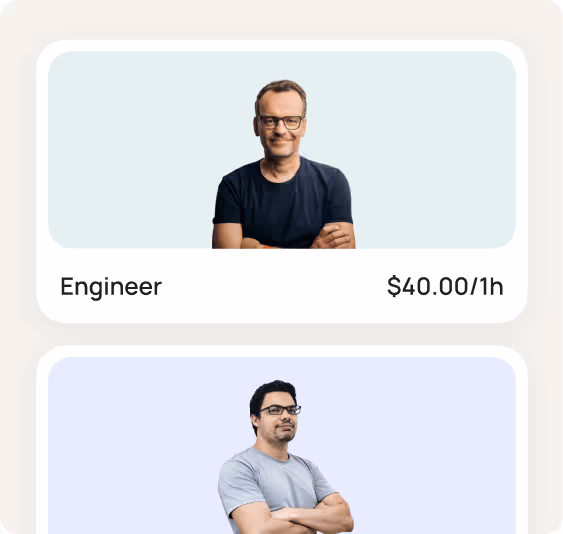 UI cards component for hiring freelancers